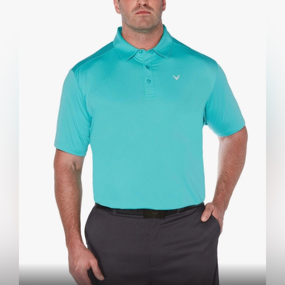 Callaway Mens Opti-Dri Golf Polo Shirt S,  Blue & Green/Teal